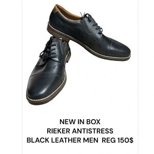 Rieker men shoes,black,NEW,leather cap Oxford size  11.5, reg 170$